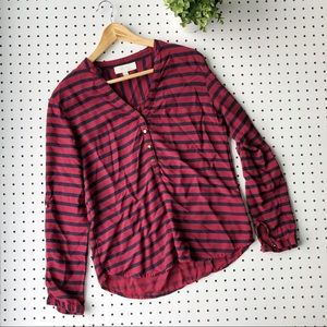 OLIVE & OAK Large striped blouse gold buttons